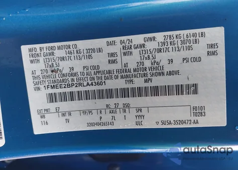 2024 Ford Bronco Wildtrak z USA, uszkodzony, nr VIN 1FMEE2BP2RLA43601